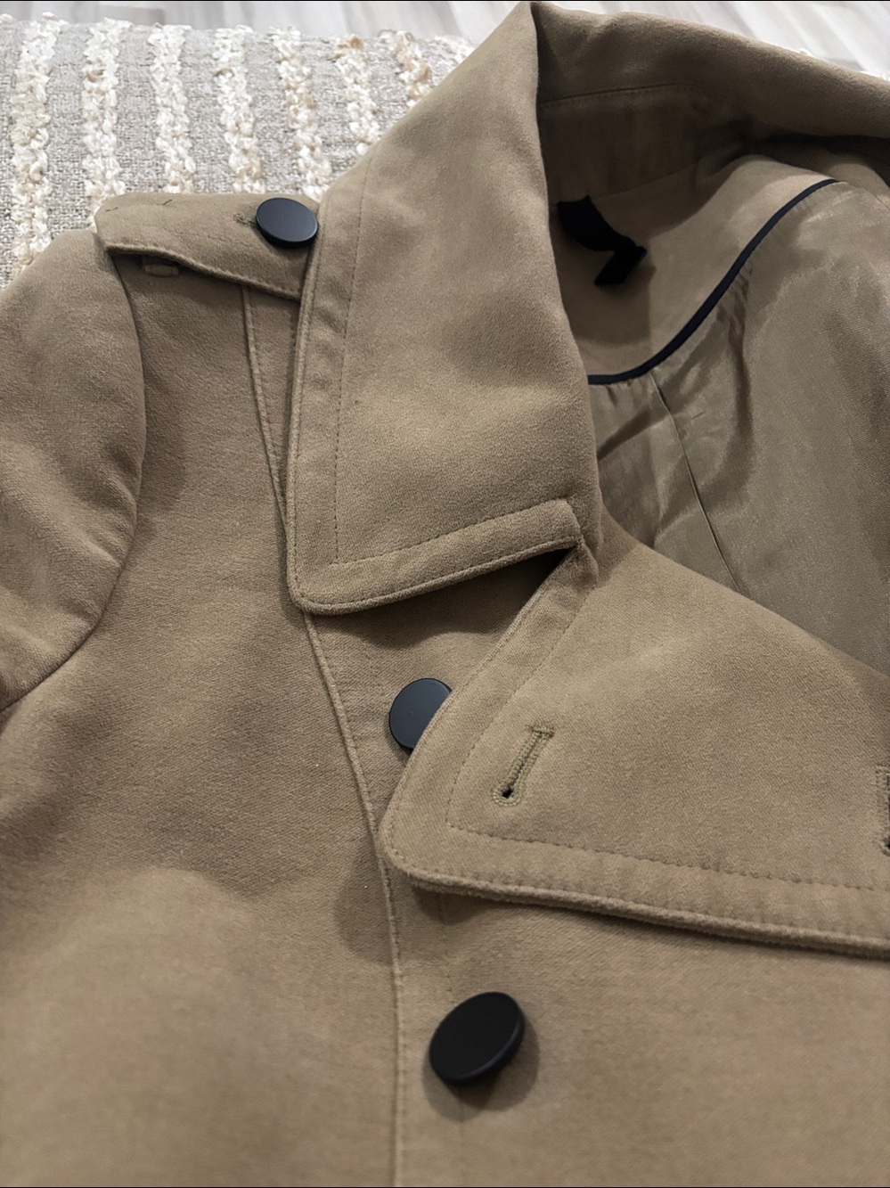 Mango MNG Suit Cotton Doble-Breasted Trench Coat Jacket Size L - Picture 7 of 12